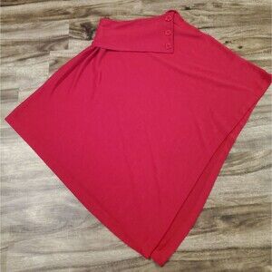 Annalee + Hope Women's Gorgeous Medium Red  Poncho Collared Button Accents Cape